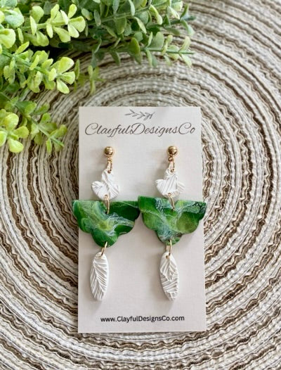 Marbled Green And White Dangles