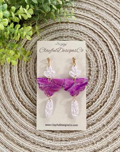 Lavender Marbled And white Dangles