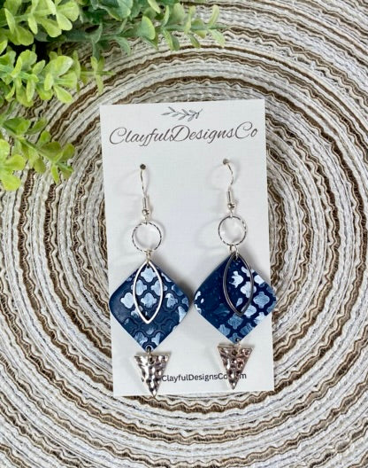 Weathered Blue Diamond Dangles